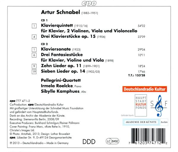 Artur Schnabel - Klavierquintett - cpo/Deutschlandradio Kultur