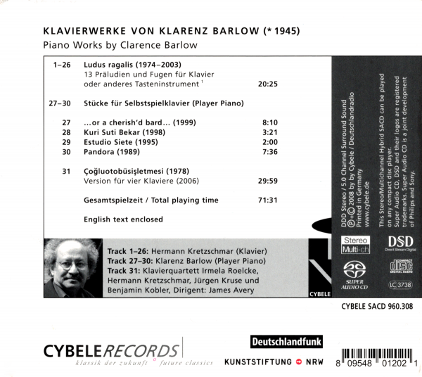 Klarenz Barlow - Klavierwerke - CYBELLERECORDS